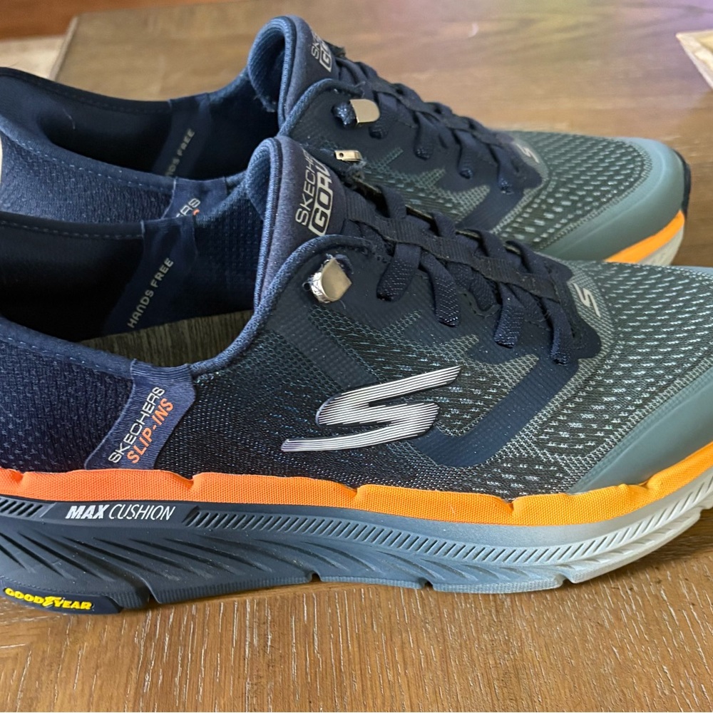 Skechers Navy Orange Gray GOwalk Max Cushion Athletic Sneakers